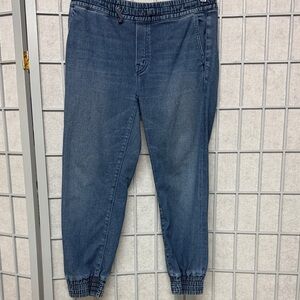 Mother, Blue Denim Jogger Pants, Size 25